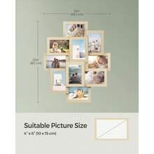 Ink Black 4x6 Collage Picture Frames Wall Décor Set, 10 Pack Family Photo Collage Frame - Gallery Style, Glass Front, Assembly Required - Natural Beige - View 3