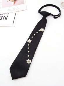 1pc Women Gold Crystal Decor Bowtie, Suitable For Girls & Ladies Party, Festival, Daily Wear Decorative Necktie