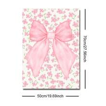 1pc Unframed Pink Bow Flower Preppy Art Canvas Poster Print Minimalist Girly Room Wall Art Aesthetic Decor Painting For Dorm, Living Room, Bedroom, Modern Home Decoration - Multicolor - View 10