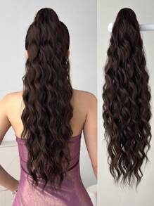 Ponytail Extension Claw 24 Inch Curly Wavy Straight Clip In Hairpiece One Piece Long Pony Tails For Women Brown Claw Ponytail Extension