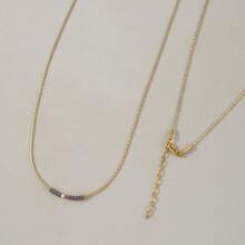 1 Stück buntes Boho Glas Perlen & goldene Kette Halskette, modischer vielseitiger Schmuck für Frauen
