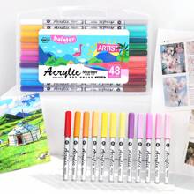 Set da 12/24/36/48/60/84 pennarelli acrilici liquidi morbidi a colori, adatti per studenti e artisti, ideali per dipingere a mano su scarpe, t-shirt, resistenti all'acqua, con ampia capacità per riempire colori e acquerellare, un ottimo regalo per Natale e per il ritorno a scuola