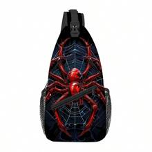 Red Spider Printed Backpack Three Pieces Set (Single-Layer Backpack + Shoulder Strap Round Lunch Bag + Single-Layer Pencil Bag) Pencil Case