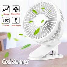 Clip On Desk Fan Portable USB Rechargeable 3 Speeds Mini Cooling Fan Table Fan - White - View 6