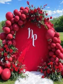 1 Mảnh, Xanh Nhạt/Tím/Trắng/Hồng/Be/Đỏ/Đen, Vải Nền Mái Vòm Cưới 7,2ft/6,6ft/6ft/5ft Vải Nền Mái Vòm Spandex Tấm Vải Co Giãn Cao Cấp, Hoàn Hảo Cho Bữa Tối Gia Đình Đám Cưới - Đỏ - Xem 3