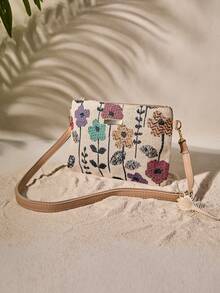 Tropiscape New Arrival Straw Women's Handbag, Versatile Wholesale Small Shoulder Crossbody Sweet Square Bag, Spring/Summer Vacay Vibes Vacation Relax Beach Autumn Winter Gifts - Multicolor - View 2