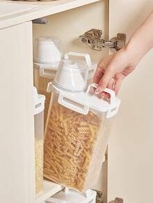 1 个密封食品储存容器 1.75L/2.5L/3L - 优质厨房食品储藏室，用于存放面粉、大米、谷物、麦片 | 防虫防潮，可堆叠透明罐，带锁盖，冰箱冷水壶耐高温，家用茶壶大容量夏季饮料桶。，返校用品 - 透明 - 查看 11