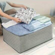 2 Types Of Large Capacity Quilted Storage Bags With Zippers - Portable Towel, Bed Sheet, And Clothing Storage Box, Gray Fabric Container With Transparent Inspection Port And Handle, Multi Compartment Design For Easy Access, Wardrobe Storage Box (Horizontal, Vertical)