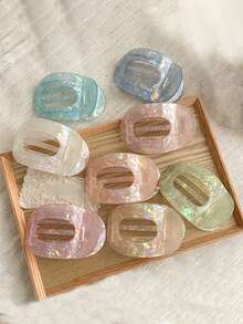 1个扁平圆形发爪夹，醋酸纤维材质，适用于半扎发、丸子头等发型，发饰，发夹，发卡，学习用品，头部饰品，发卡 - 彩色 - 查看 12