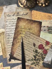 60 Sheets Vintage English Rose Decorative Stationery Paper, DIY Material,School Supplies,Back To School - Multicolor - View 6