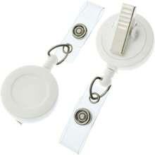 Bulk 100 Pack - Premium Retractable Badge Reels With Alligator Swivel Clip On Back By Specialist ID (White) - White - View 1