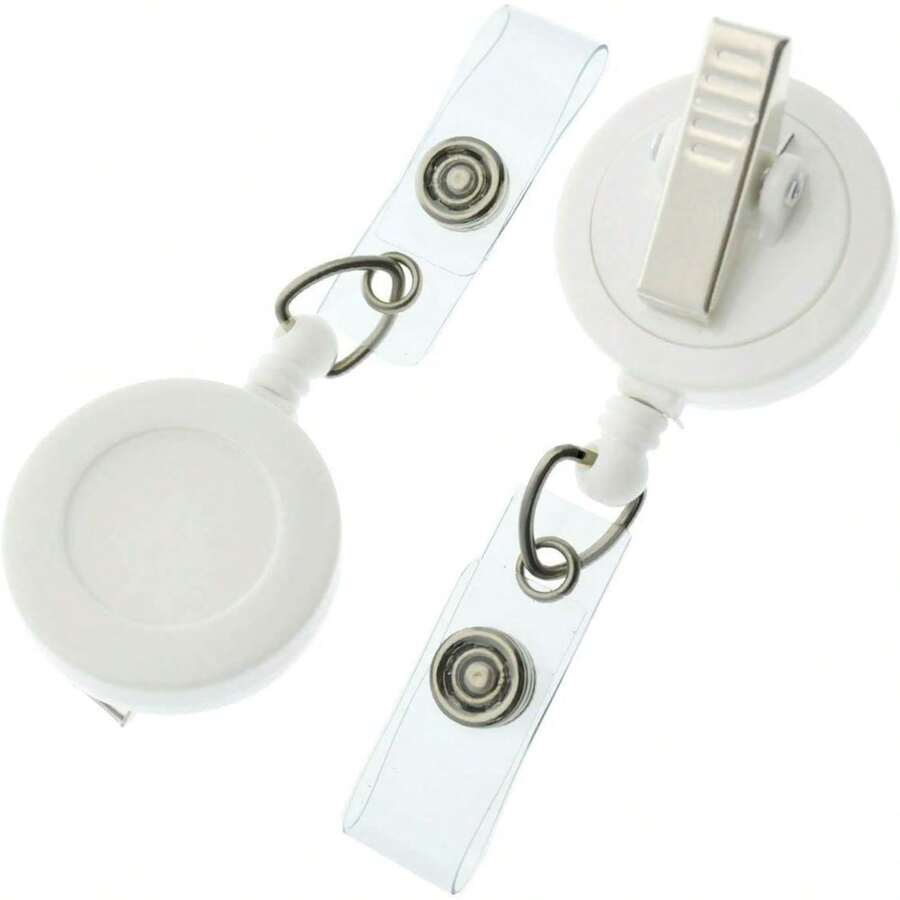 Bulk 100 Pack - Premium Retractable Badge Reels With Alligator Swivel Clip On Back By Specialist ID (White) - White - View 1