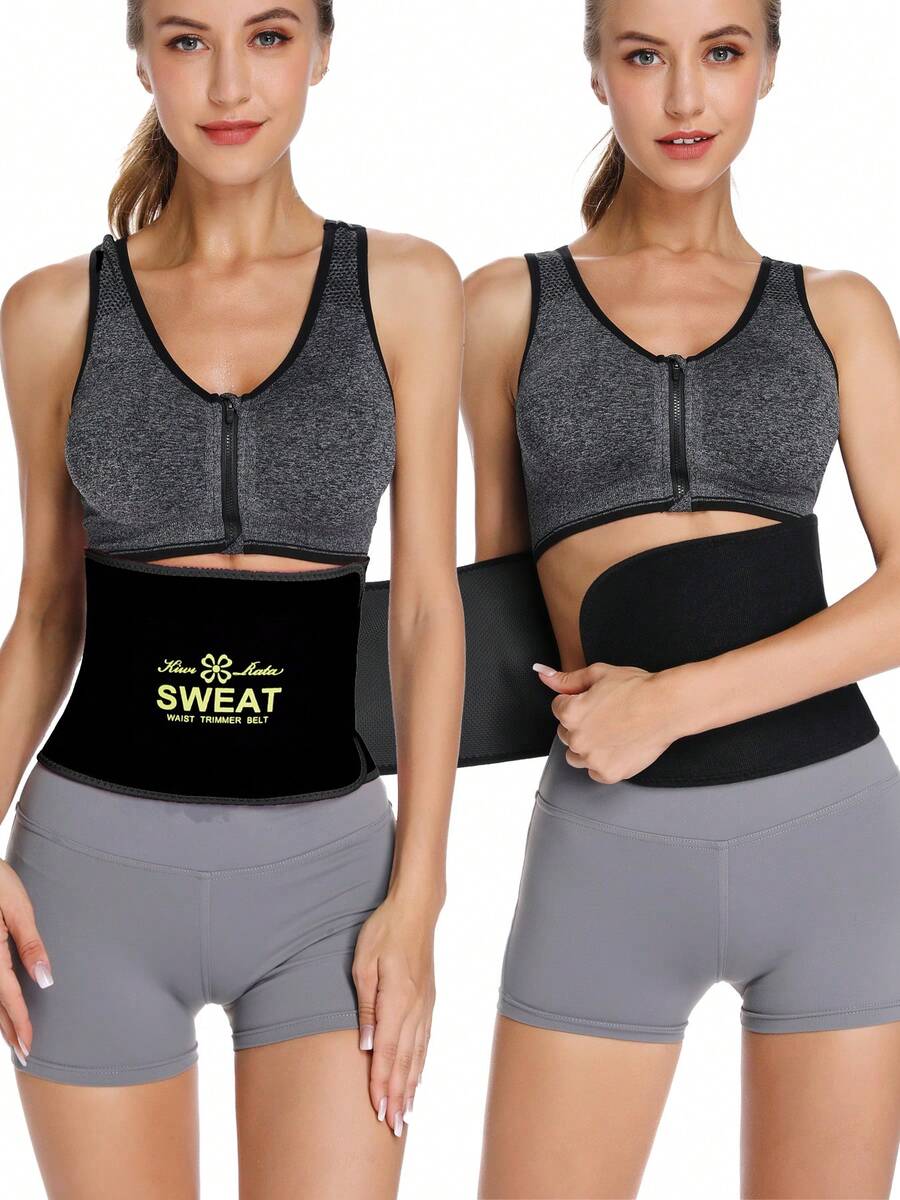 Women Neoprene Sauna Sweat Belt Tummy Control Waist Trainer Band Slimming Body Shaper Slimming Band Wrap Gym Sport Belt - Black - View 1