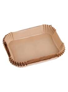 50/100pcs Brown Rectangular Air Fryer Paper Special Thick Oil Absorbing Paper Baking Oven Heat-Resistant Oil Paper Tray