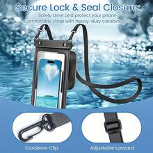 Bolsa flotante impermeable para teléfono de 7,5 pulgadas, con doble compartimento, transparente, resistente a golpes y arena, imprescindible para nadar, remar y hacer kayak. - negro+rosa - Ver 2