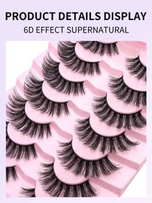 Nuevos 7 pares de pestañas postizas artificiales rusas D-Roll de aspecto natural y esponjoso, pestañas postizas clásicas de ojo de gato, pestañas postizas dramáticas 5D de aspecto natural y suave, extensiones de pestañas naturales que crean el look talla grande hermoso, imprescindibles para el trabajo, fiestas, vida, festivales y viajes