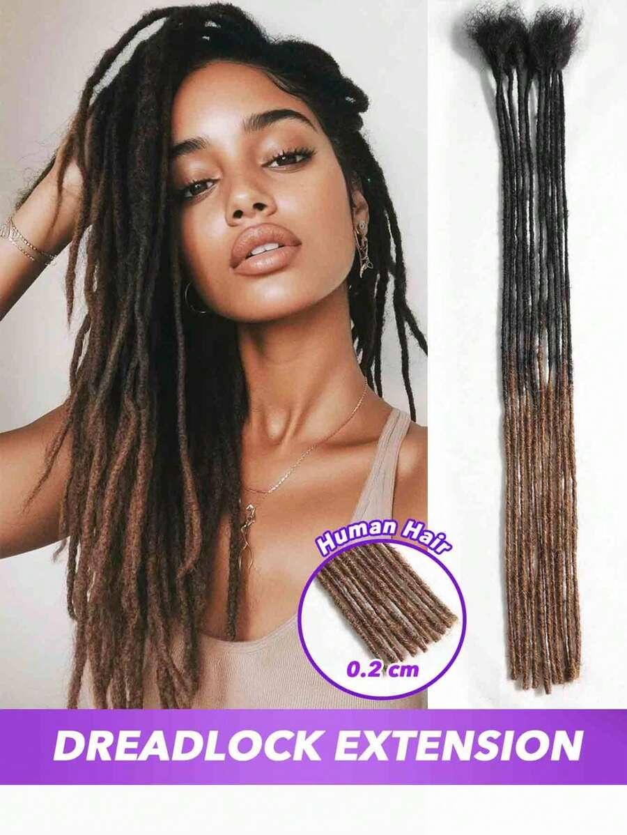 Extensión de cabello trenzado de cabello humano virgen brasileño Dreadlocks de 0,2 de ancho, extensión de cabello tipo dreadlock, 10 hebras de extensiones de cabello humano tipo dreadlock, extensión de cabello humano tipo dreadlock hecha a mano para hombres, mujeres y niños que pueden rizarse y teñirse, 8 - 18 pulgadas, 1B30