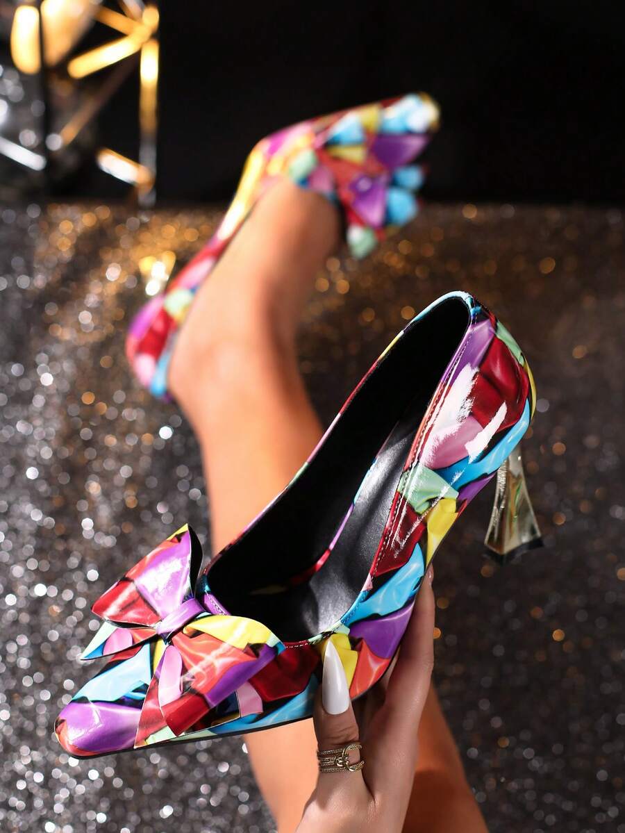 大码女式尖头高跟鞋，时尚休闲细高跟正装鞋，适合工作，性感户外，黑色，透气时尚女士高跟鞋 - 彩色 - 查看 1