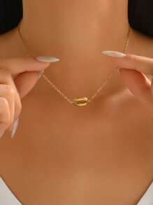 1pc Minimalist Stainless Steel Shell Necklace For Women, Versatile Beach Resort Style