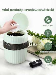 1PC Mini Garbage Bin, Covered Small Trash Can, Desktop Trash Can, Plastic Desktop Waste Paper Basket, Swing-Top Design To Prevent Odor Leakage, Used For Storing Fruit Peel And Paper Scraps On Desk To Keep Tidy, For Bathroom, Home Office Desk Decor,Coffee Table, Office, Living Room, Study - Multicolor - View 8
