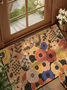 1pc [5mm Thick Anti-Slip] Spring&Summer Floral Patterned Doormat, Farmhouse Style Indoor/Outdoor Non-Slip Rug | Durable Polyester Material | Anti-Slip, Easy To Clean, Dirt-Resistant, Machine Washable | Entryway And Home Decor - Suitable For Room Decor, Small Carpet, Living Room Carpet, Bedroom Carpet, Kitchen Carpet, Bathroom Carpet, Area Rug - All Season Use, Holiday Decoration