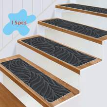 楼梯踏板防滑地毯,1/7/15 片室内楼梯垫自粘防滑楼梯踏板,保护地板,防滑楼梯踏板防滑楼梯地毯,可机洗,易于护理,易于粘贴,台阶楼梯地毯,楼梯地毯,木质台阶 - 彩色 - 查看 19