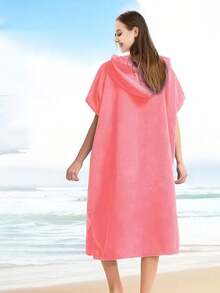 1 Pc Plush Changing Robe, Fluffy Wearable Blanket, Soft Oversize Hooded Towel Surf Poncho With Pocket For Aquatics & Home Back To School - Multicolor - View 15