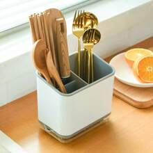 1pc Kitchen Utensil Drainer Rack, Cutlery Organizer Box, Drainage Rack, Made Of PP Material, Detachable, 3-Tier, Suitable For Kitchen And Dining Room, Can Be Used To Store Chopsticks, Forks, Spoons, Sponges, Brushes - Multicolor - View 7