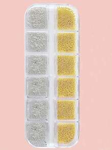 12Grids/Box Mixed Color Stainless Steel Metal Bead Nail Art Decoration 3D Mini Small 1Mm Caviar Ball Silver Charm Faux Pearl Manicure Nail Supplies Nails Nail Charms Nail Gems - Multicolor - View 9