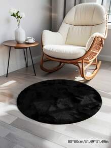1 pieza Lujosa alfombra circular de terciopelo negro de tonos frescos tipo helado, alfombra suave para la sala de estar, estilo nórdico, apropiada para la sala de estar, el dormitorio, el costado de la cama, la sala de estar, el Día del Padre, el Día de la Madre, el Día del Trabajo, Pascua, decoración del hogar, nueva llegada de primavera