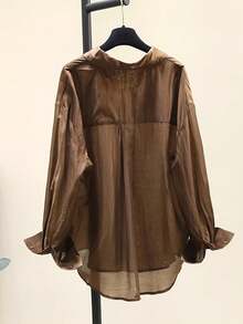 一件轻薄休闲时尚长袖衬衫，百搭夏季上衣