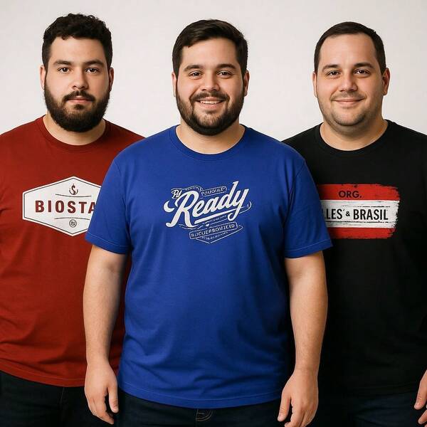 Kit 3 Camisas Camisetas Masculinas SB P ao GG e Plus Size G1 ao G6 100% Algodão Estampadas