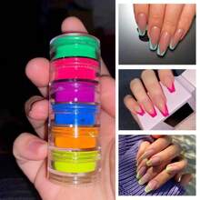 Dofuny 6 Farben Irideszierendes neonfarben fluoreszierendes Nagelpulver, Seifen-Herstellungspigment, Neonpulverfarbe für Slime, Epoxidharz, Farbe, Kerzen, Schmuckherstellung, Farbpigment
