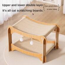 1 Stück Kratzbrett & Bett Kombination für Katzen, Doppellagiges stapelbares Design, krümelfreies, gesundes Sisalmaterial, Größe: 56*42*40cm