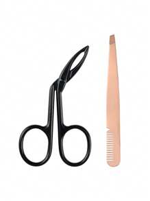 New Stainless Steel Multi-Function Curved Eyebrow Tweezers, Scissor Tweezers Facial Hair Eyebrow Removal Tool, 2/3pcs Set Suitable For Men And Women