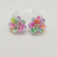 BMOR 1 Pair Sweet Earrings Colorful Resin Flower Stud Earrings For Women Girls Exquisite Elegant Petal Earrings Party Jewelry Accessories