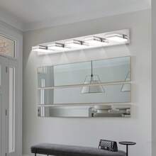 Modern Chrome LED Vanity Light, 5-Lights Wall Sconce For Bathroom And Mirror, Sleek Minimalist Design, Energy-Efficient, Easy To Install - 銀色 - 查看 4