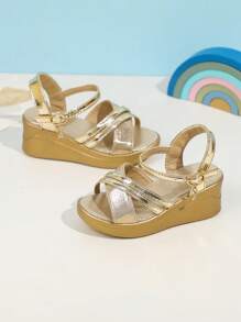 1 Pair Summer Wedge Sandals, Fashionable Soft Bottom Outdoor Open Toe Strap Non-Slip Thick Sole Versatile Sandals