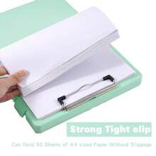 zhiquanqihan 1pc 2-In-1 A4 Document Board Clamp & Storage Box - Portable Colorful Writing Board Clip ,Suitable For School And Office Use - Back To School ,School Supplies,Office Supplies,Christmas Gifts,New Year's Gifts(Pink/Purple/Mint Green/Light Blue/Milky White/Transparent White/Yellow/Black)