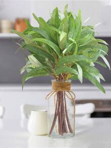 1PC/4PCS/8PCS Real Touch Small Short Branch Artificial Eucalyptus Leaves Willow Leaves Wedding Bouquet Accessories Dining Table Bedroom Home Decoration