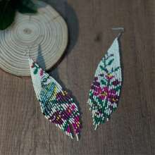 AHAYA Handmade Beaded Tassel Earrings Official Website Original Design Bird Flower Asymmetric Bohemian Style Seed Bead Pendant Earrings Women's Jewelry Gift For Women
