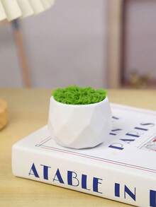 2 件简约陶瓷多肉植物花盆，大型砖石设计花盆，适用于室内外办公桌