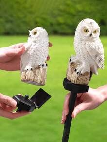 1 件太阳能猫头鹰地面灯，树脂工艺品，猫头鹰形灯，户外花园装饰景观灯，户外防水 LED 花园装饰灯，适用于日常、节日装饰花园庭院草坪小径庭院门廊游泳池区、家庭聚餐、生日派对婚礼派对等装饰照明（白色/棕色）