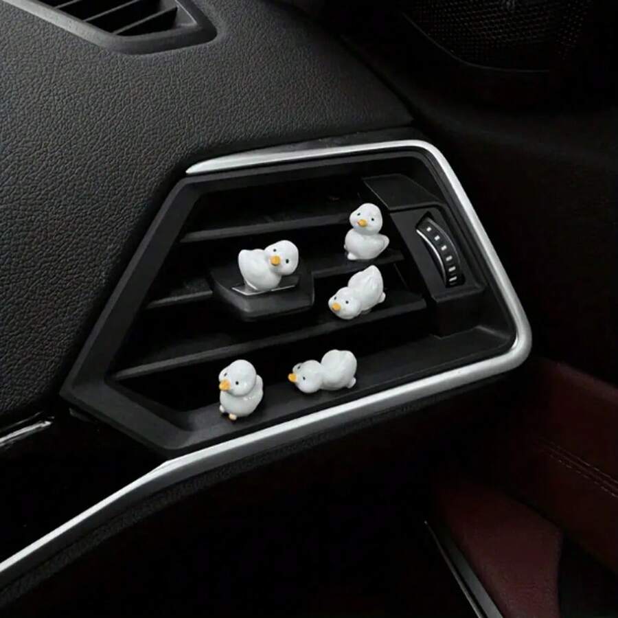 5pcs Random Style Simulation Mini Car Duck Ornament Decor - Multicolor - View 1