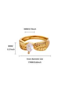 1 PC Zirconia Water Drop Leaf Ring For Women Gold Color Open Ring 2025 New Fashion Wedding Couple Jewelry Gift