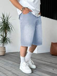 Shorts en jean délavé casual pour hommes, shorts Bermuda légers avec design taille décontracté à cordon, style Jorts