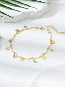1 pieza Elegante cadena para el tobillo con colgante de mariposa de strass y flecos, estilo bohemio, adecuado para que las mujeres lo usen en vacaciones, fiestas o diario