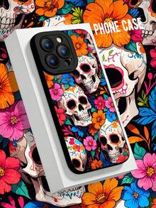 Flower Skull Liquid Silicone Mobile Phone Case Full-Body Protection Shockproof Anti-Fall TPU Soft Rubber Case Compatible With IPhone 16/11/12/13/14/15/15pro/15 Plus/15 Promax/7plus/8plus/X/Xs Max/Xr/11pro/12pro/13pro/14pro/12mini/13mini/11promax/12promax/13promax/14promax/14plus/6/6s/6plus/7/8/16Pro/16plus/16promax/Se&Compatible With Samsung Galaxy/A54/A14/A12/A13/A15/A32/A33/A24/A52S/S20/S21/S22/S23/S24/S23Plus/S24ultra/S25/A15/A33/A23 Waterproof Scratch Resistant - Multicolor - View 1