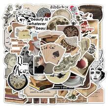 50pcs Vintage Artistic Sticker Pack For Luggage, Laptop, Notebook, Diary, Helmet, Guitar, Skateboard, DIY Waterproof Decal,School Supplies,Back To School - Multicolor - View 2