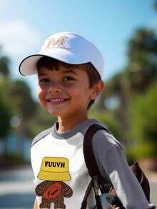 1 pieza Gorra de béisbol con bordado de letra para niños Letra A-Z Gorra de béisbol negra para niños y niñas Gorras visera de equipo deportivo Gorras con hebilla ajustable 8-16 años - Blanco - Ver 5